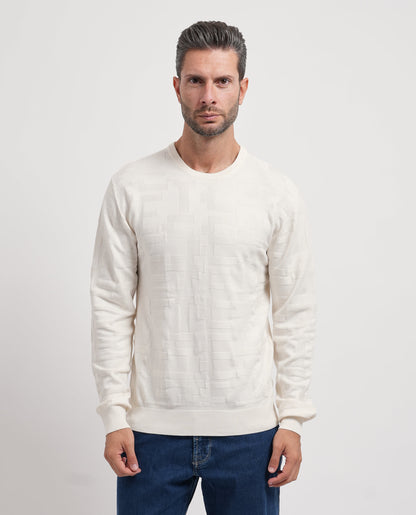 Camisola de Malha com Textura Yes Zee Branca Yes Zee