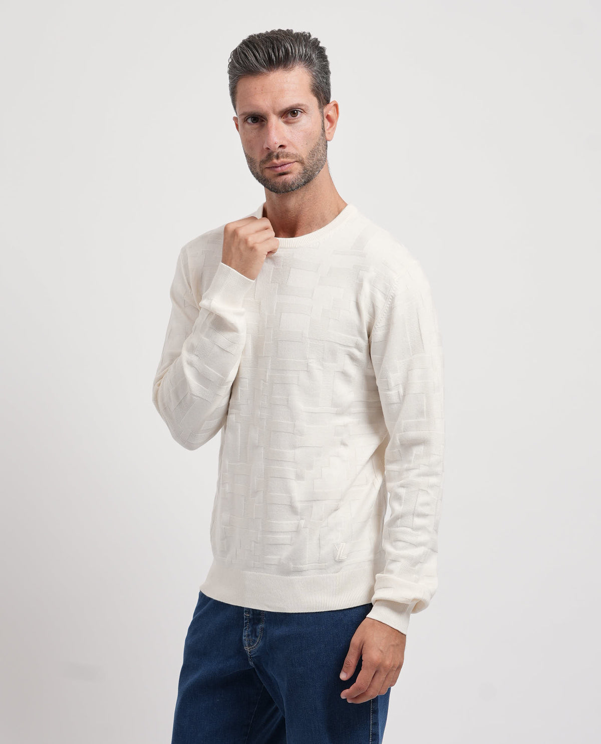 Camisola de Malha com Textura Yes Zee Branca Yes Zee