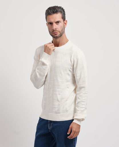 Camisola de Malha com Textura Yes Zee Branca Yes Zee