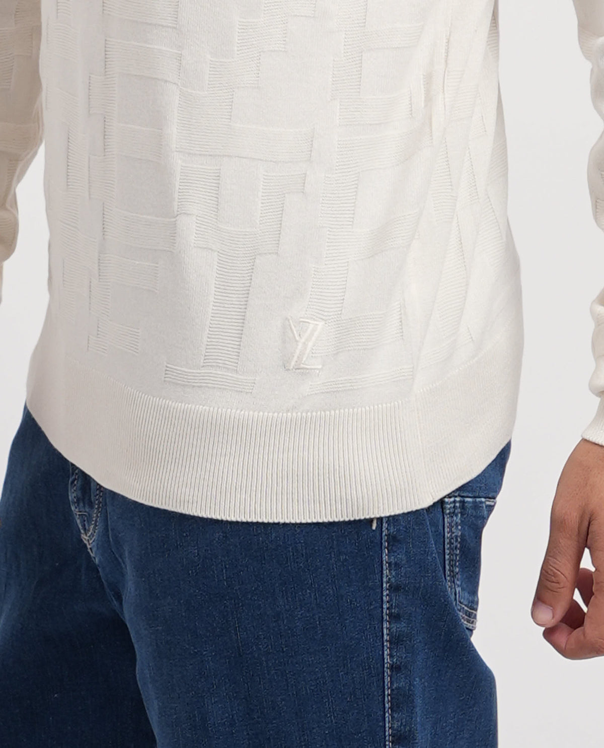 Camisola de Malha com Textura Yes Zee Branca Yes Zee