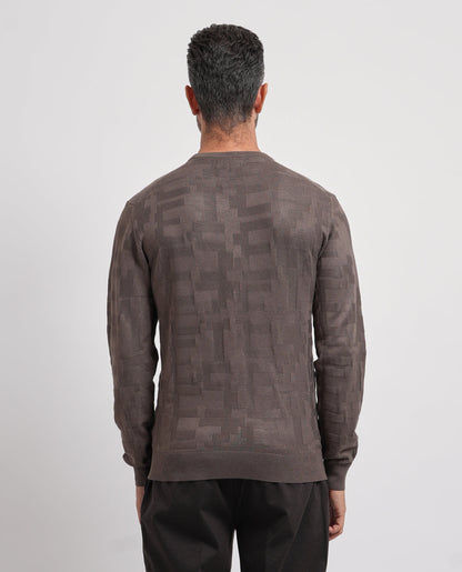 Camisola de Malha com Textura Yes Zee Castanha Yes Zee