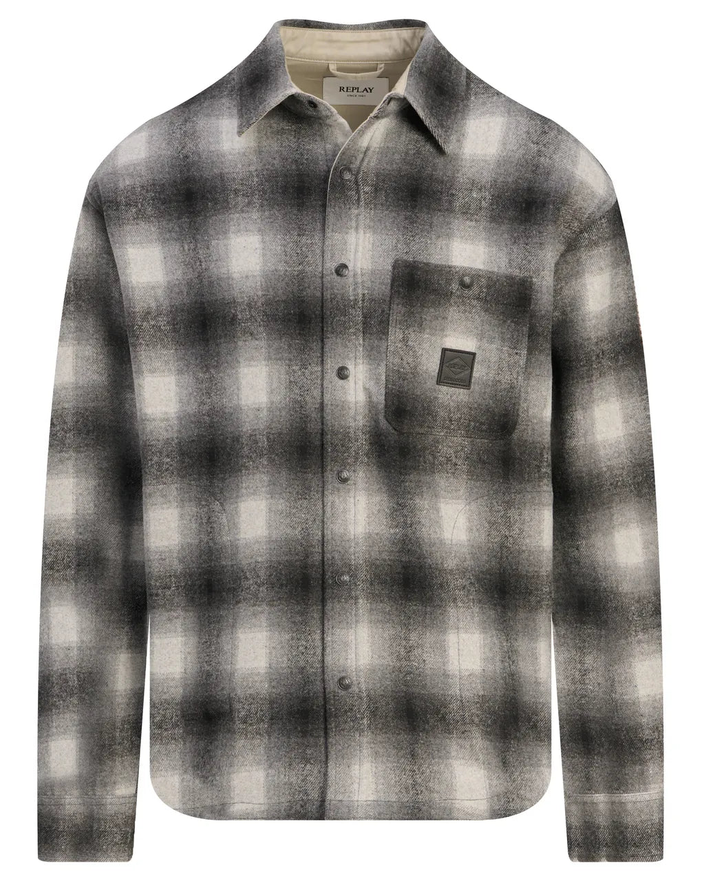 Sobrecamisa Replay Preta e Cinzenta com Padrão de Xadrez Replay
