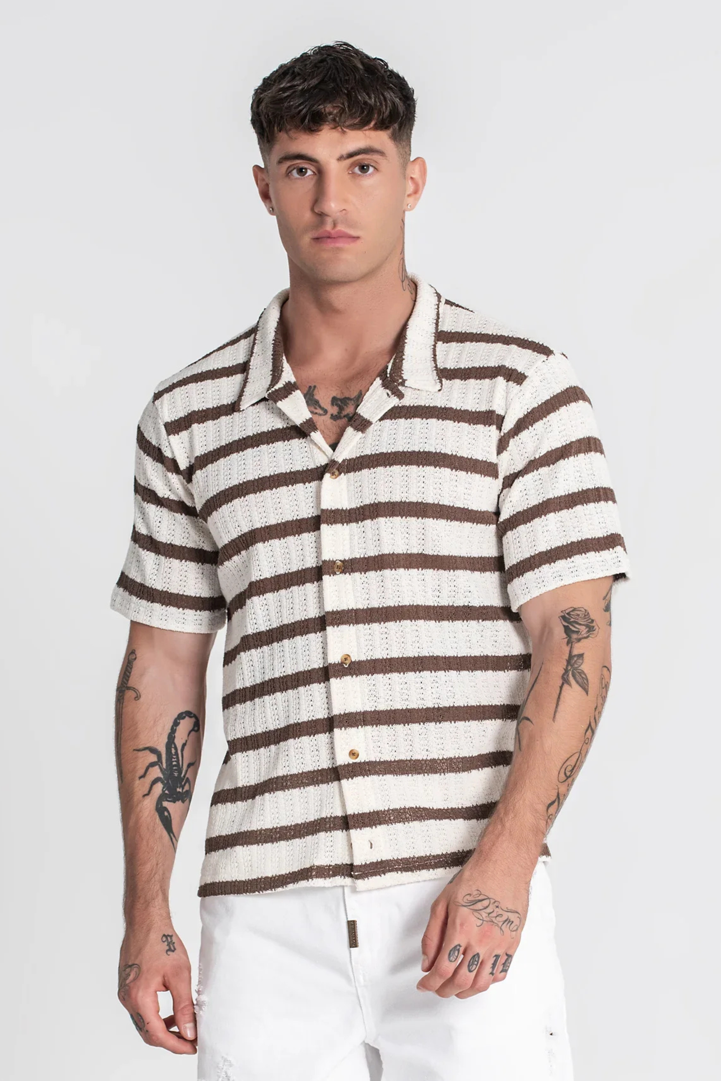 Camisa Branca e Castanha Gianni Kavanagh  SS25