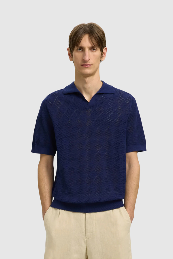Polo de Malha Azul