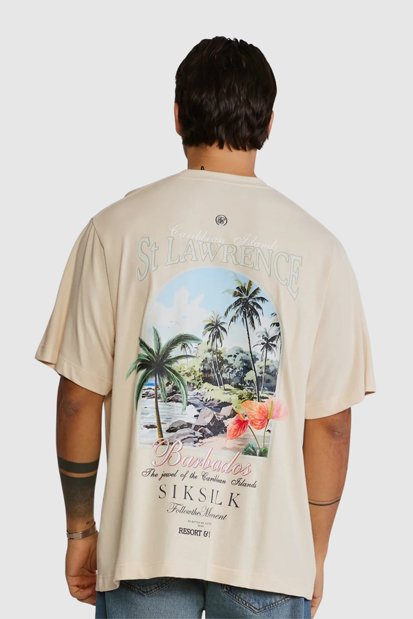 T-shirt Bege Estampada