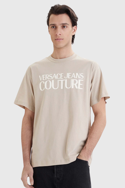 T-shirt Bege com Logótipo Versace Jeans Couture