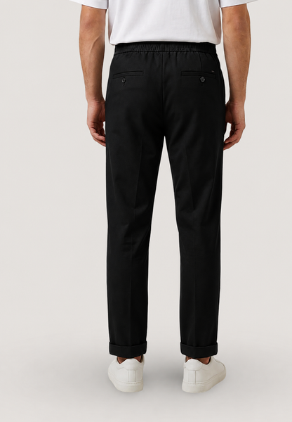 Calça Relaxed Fit Preta com Cordão Gianni Lupo