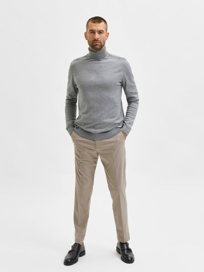 Camisola de Gola Alta Cinza Selected FW25 Selected