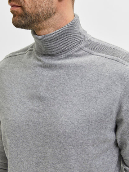 Camisola de Gola Alta Cinza Selected FW25 Selected