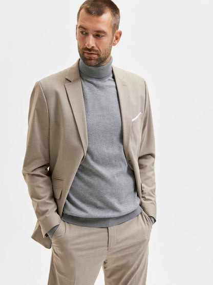 Camisola de Gola Alta Cinza Selected FW25 Selected