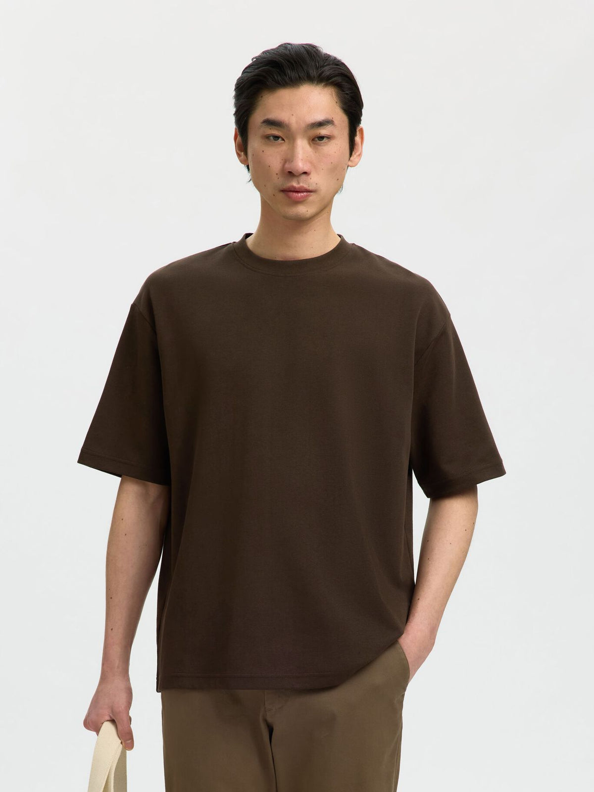 T-shirt Básica Selected Castanha Selected