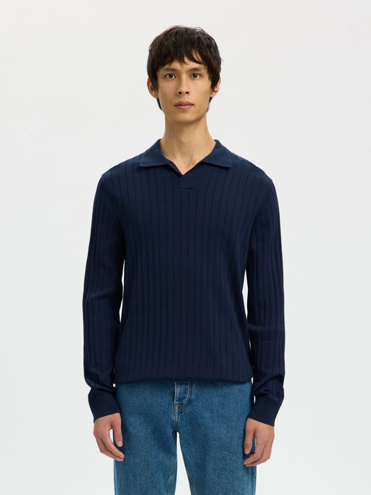 Polo de Manga Comprida Azul Selected SS26