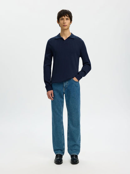 Polo de Manga Comprida Azul Selected SS26 Selected