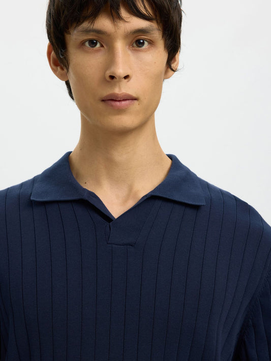 Polo de Manga Comprida Azul Selected SS26