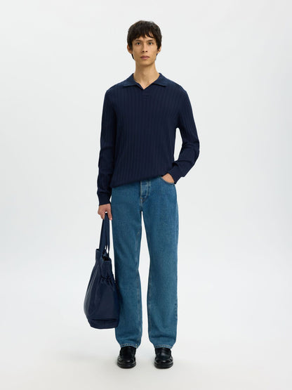 Polo de Manga Comprida Azul Selected SS26 Selected