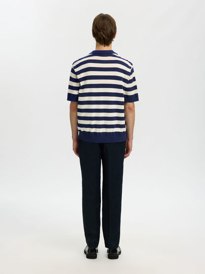 Polo às Riscas Azul e Branco Selected