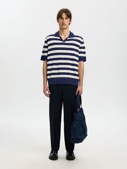 Polo às Riscas Azul e Branco Selected