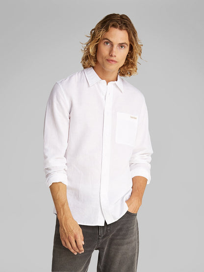 Camisa Branca Linho Calvin Klein SS25 Calvin Klein