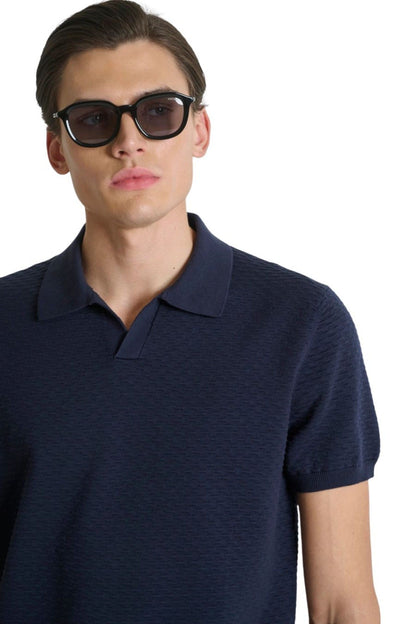 Polo de Malha Regular Fit Azul Antony Morato