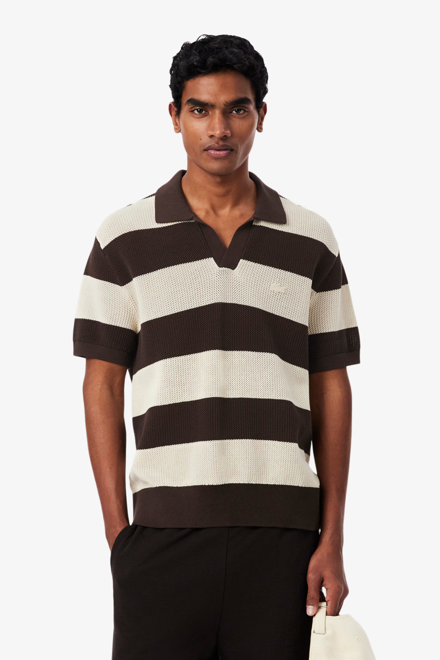 Polo de Malha Castanho e Bege