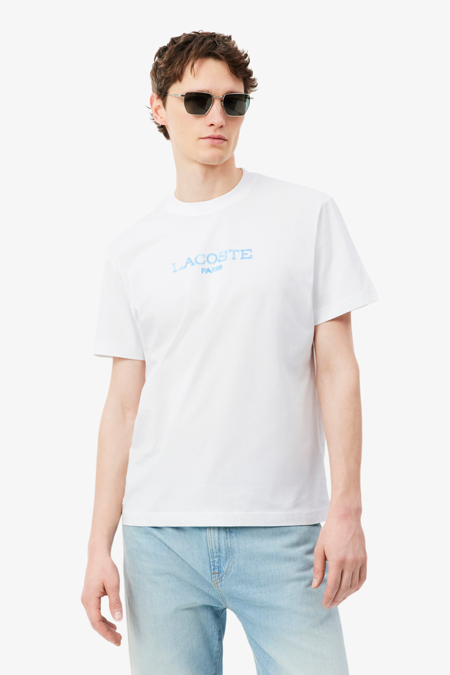 T-shirt Branca com Estampa Azul