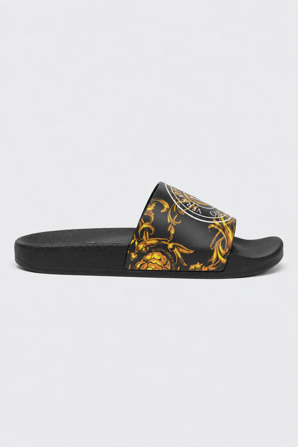 Chinelos Versace Jeans Couture Pretos e Dourados