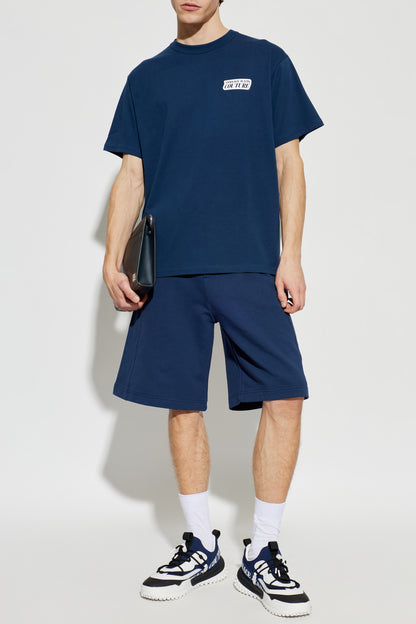 T-shirt Azul com Logótipo Versace Jeans Couture