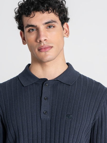 Polo Azul de Malha Texturada Gianni Kavanagh