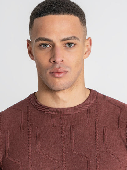 T-Shirt Castanha de Malha Texturada Gianni Kavanagh