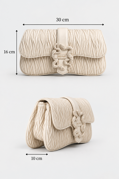 Mala de Ombro Texturada Just Cavalli Creme Just Cavalli W