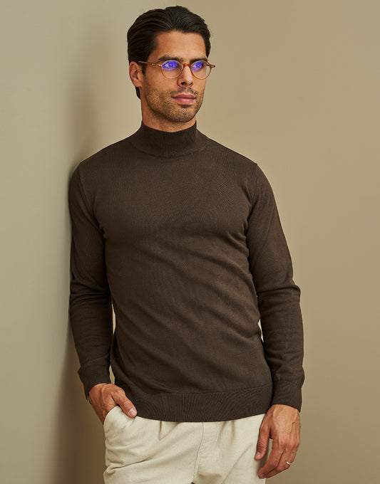 Camisola de Meia Gola Castanha Zolf FW25