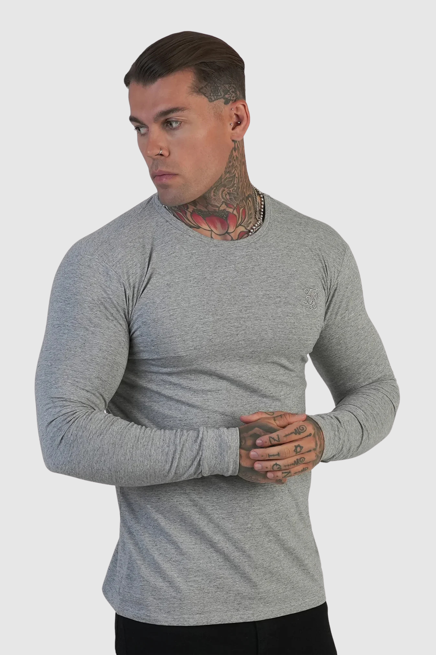 T-Shirt de Manga Comprida Cinza SikSilk FW25
