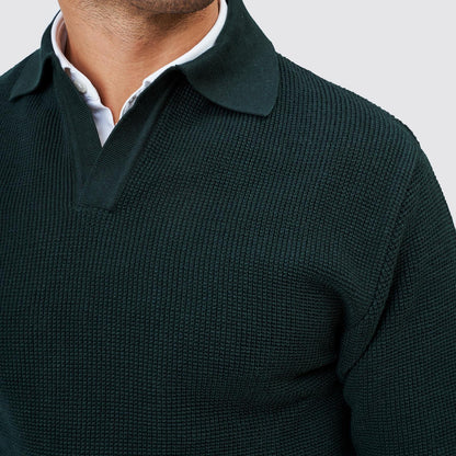 Polo Verde Zolf Tricot Manga Comprida Decote V FW25 Zolf