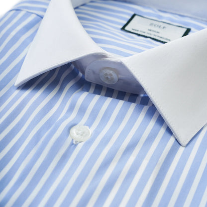 Camisa Clássica  Branca e Azul Claro Zolf