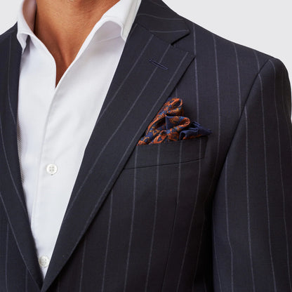 Fato Azul com Risca de Giz Slim Fit Zolf