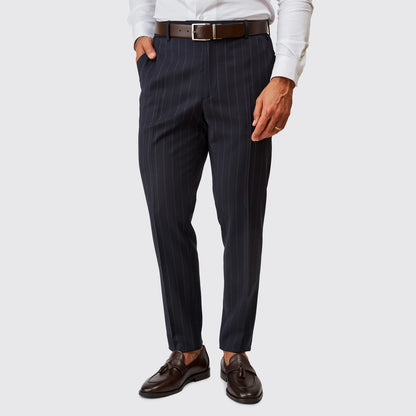 Fato Azul com Risca de Giz Slim Fit Zolf