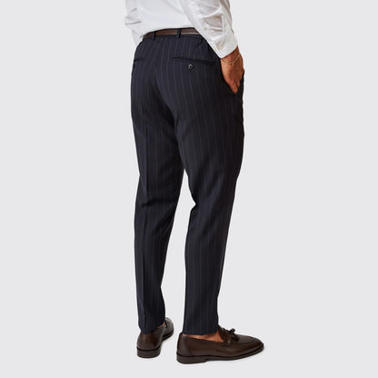 Fato Azul com Risca de Giz Slim Fit Zolf
