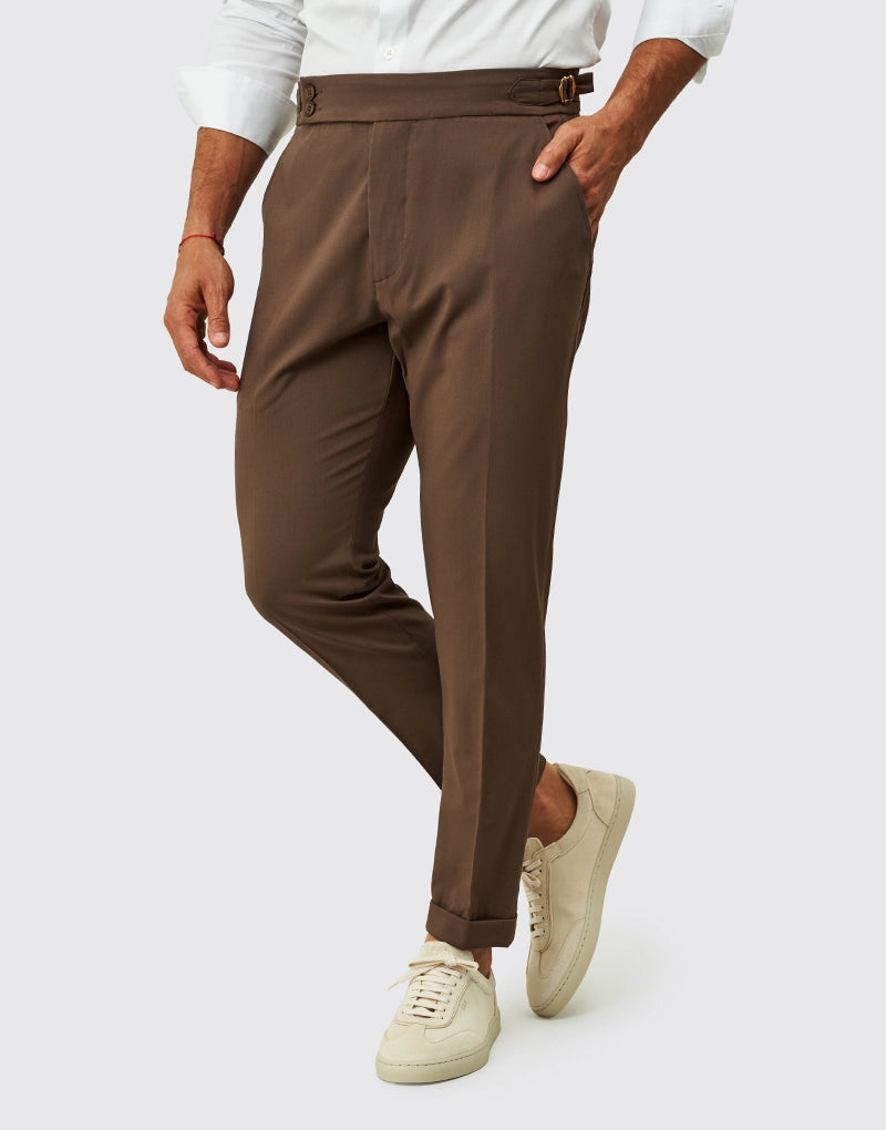 Calça clássica com fivela Castanha Zolf SS26
