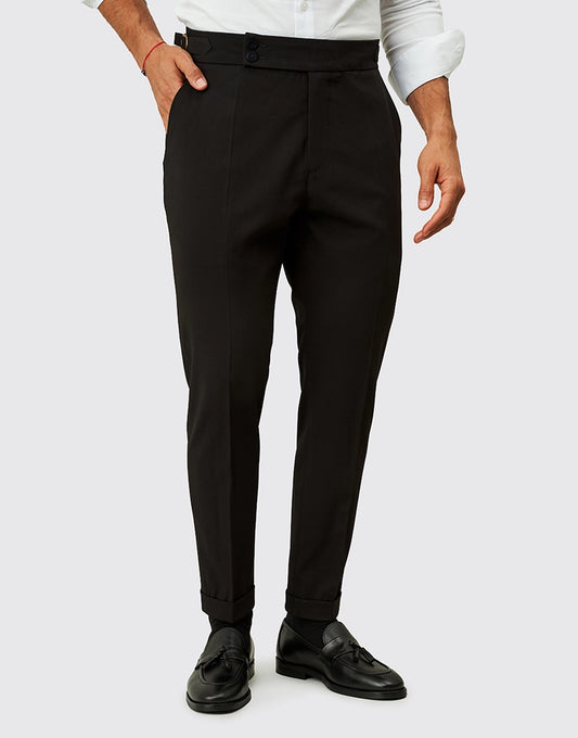 Calça clássica com fivela Preta Zolf SS26