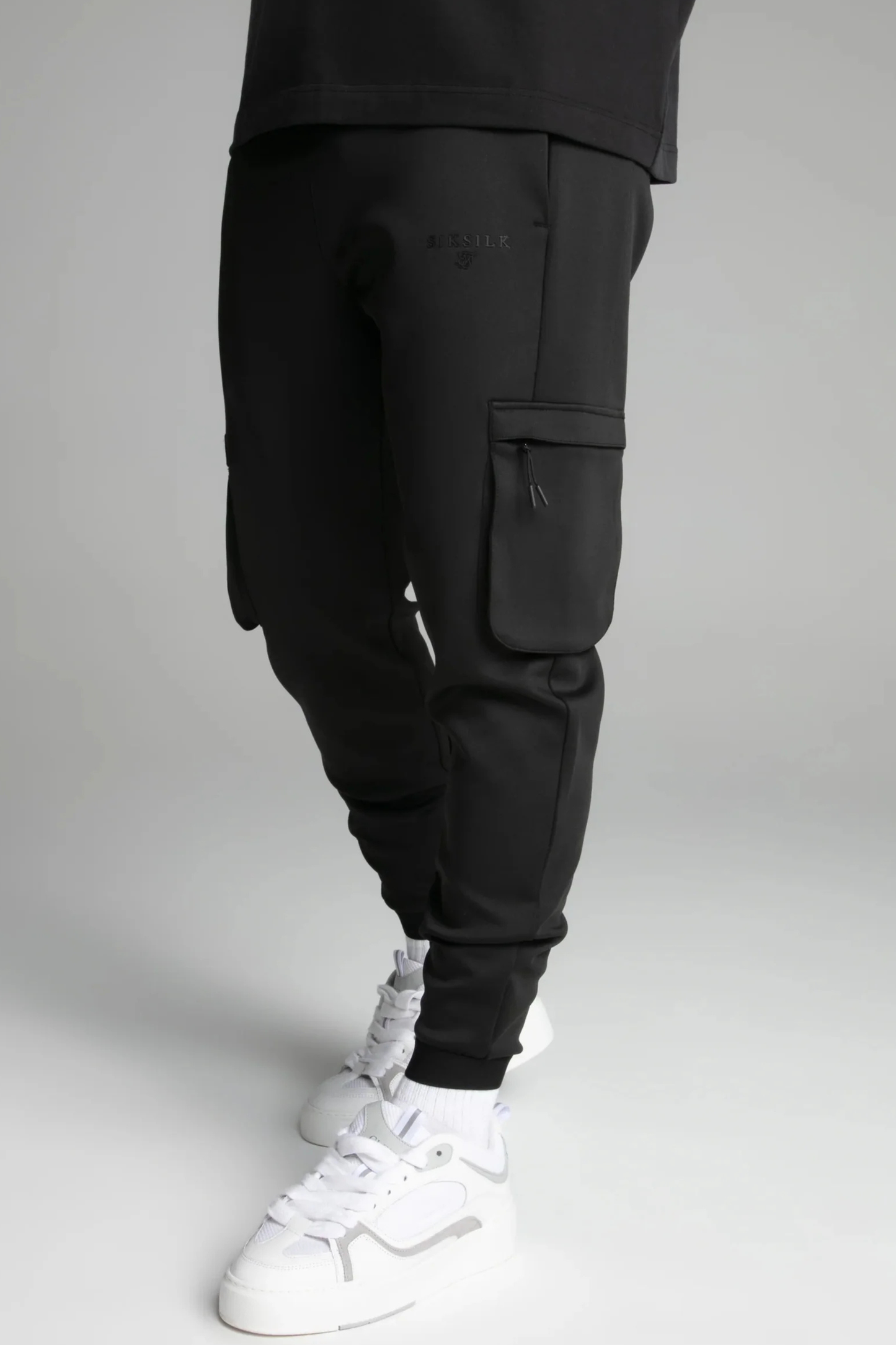 Calças Cargo Fato de Treino Pretas SikSilk SS25