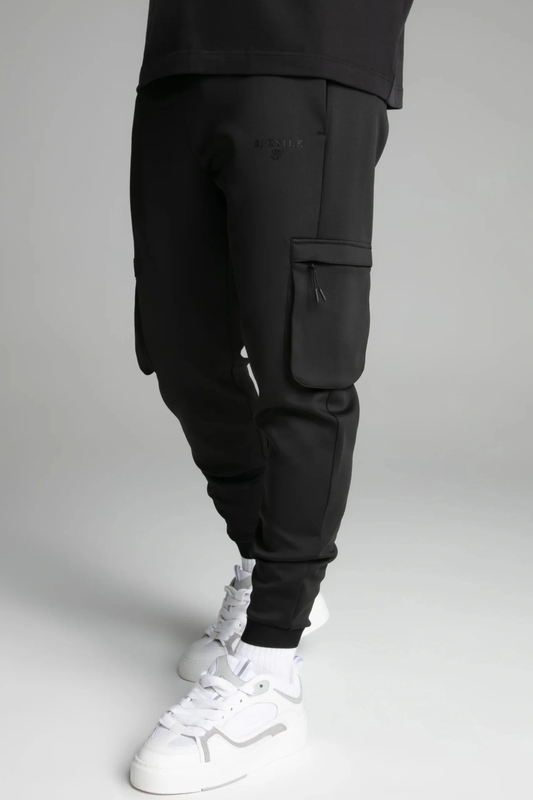 Calças Cargo Fato de Treino Pretas SikSilk SS25