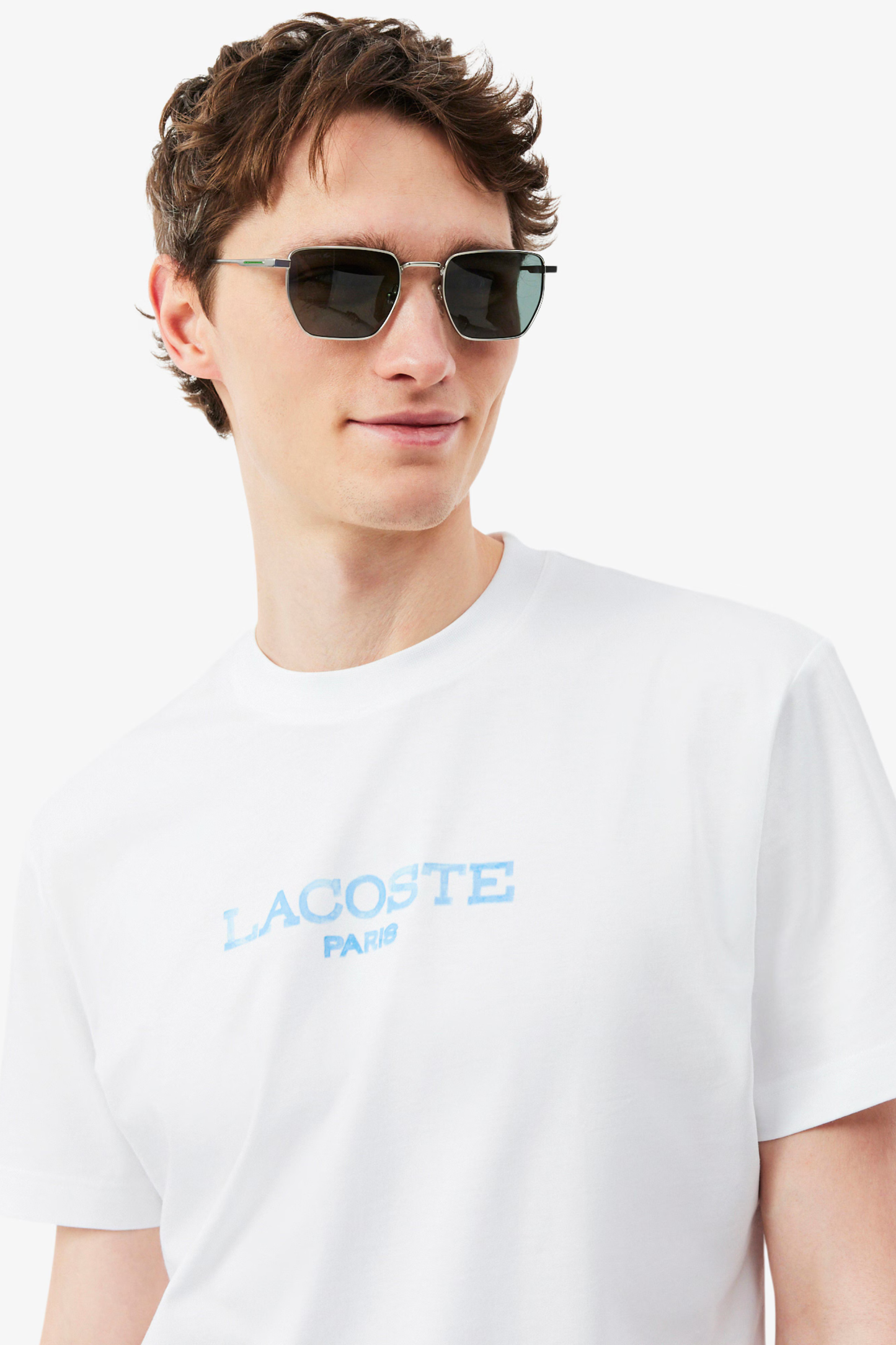 T-shirt Branca com Estampa Azul