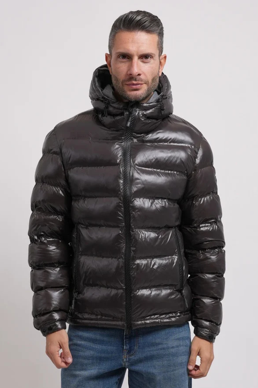 Casaco Acolchoado Yes Zee Termosselado com Capuz Cinzento Escuro Yes Zee