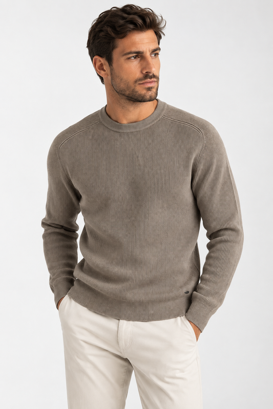 Camisola de Malha Canelada Gianni Lupo Taupe Gianni Lupo