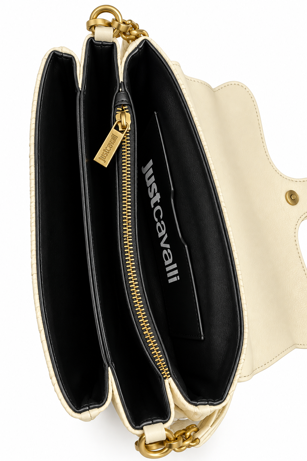 Mala de Ombro Texturada Just Cavalli Creme Just Cavalli W