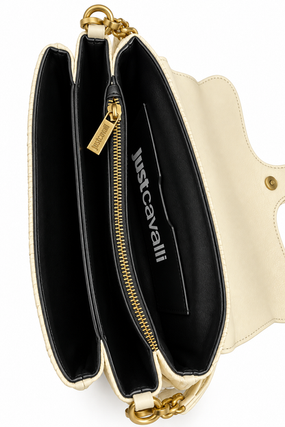 Mala de Ombro Texturada Just Cavalli Creme Just Cavalli W
