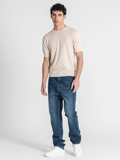 T-shirt de Malha Texturada Bege Gianni Kavanagh Gianni Kavanagh