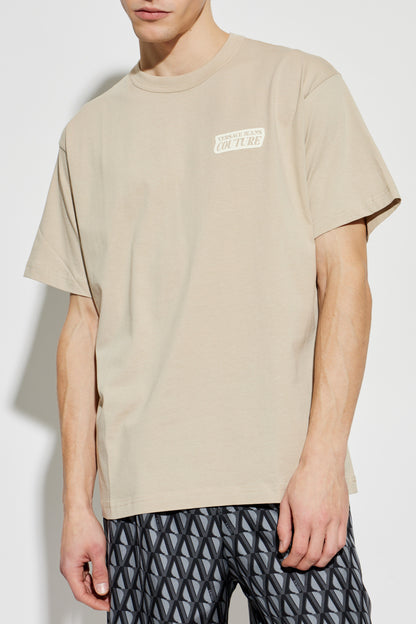 T-shirt Bege com Logótipo Versace Jeans Couture