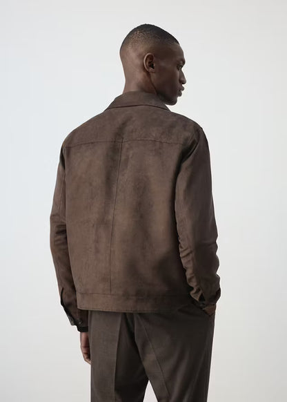 Sobrecamisa Gianni Lupo Castanho Efeito Camurça Gianni Lupo