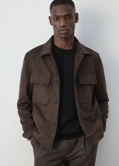 Sobrecamisa Gianni Lupo Castanho Efeito Camurça Gianni Lupo